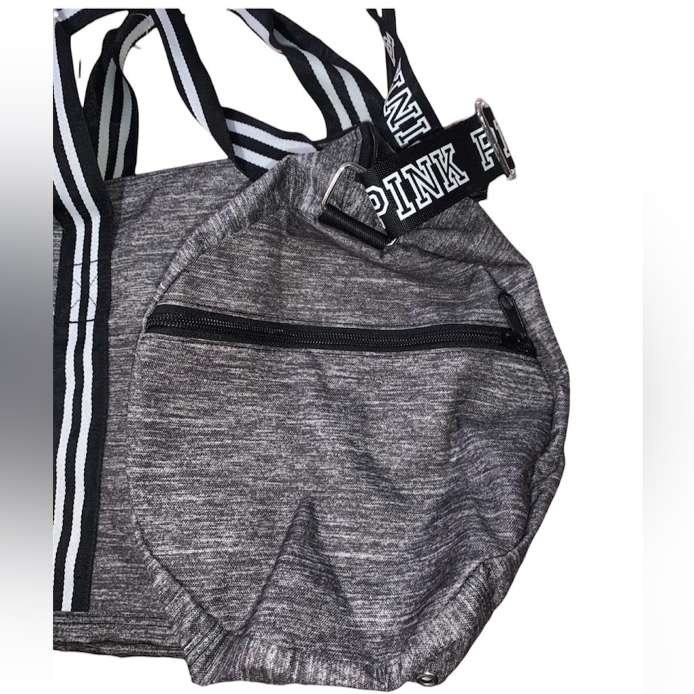 PINK Victoria’s Secret Gym Bag Duffle Bag DARK GRAY MARL Laurel Wreath PINK Logo - Picture 4 of 6